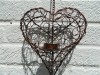 Metal Hanging Heart Tealight Holder - Bronze