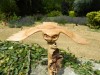 Wooden Owl Carving - Flying Owl Bird on Parasite Wood