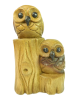 Wooden Owl Carving - Owls On Stump