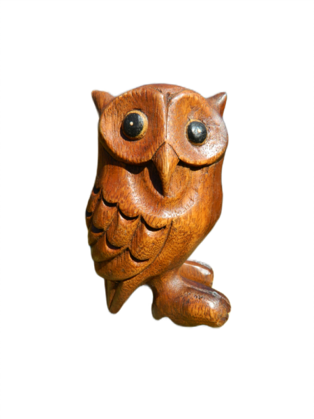 Wooden Owl Carving - Standing Owl