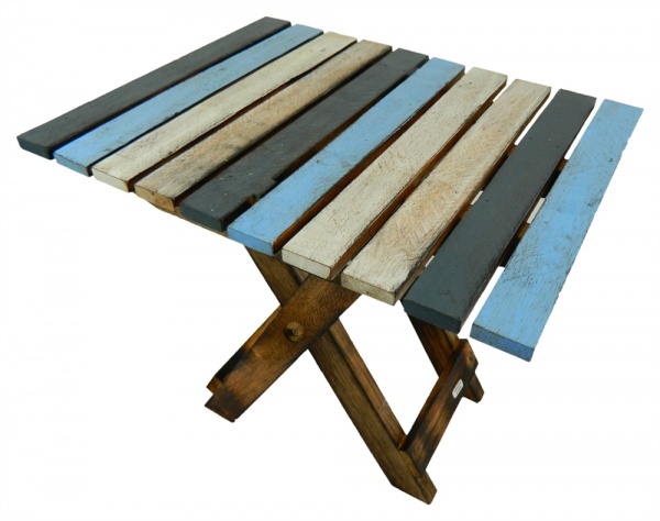Wooden Folding Table Shabby Chic Furniture - Collapsible Rectangle table - Blue