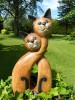 Wooden Cat Carving - Large Cats In Love
