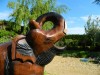 Wooden Elephant Carving - Mother and Baby Elephant Trunk Up