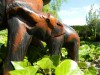 Wooden Elephant Carving - Mother and Baby Elephant Trunk Up