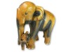 Wooden Elephant Carving - Mother and Baby Elephant Trunk Down