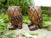 Wooden Owl Carving - Pair of Owls