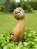 Wooden Cat Carving - Large Cat With Head On Side