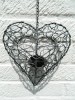 Metal Hanging Heart Tealight Holder - Silver