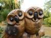 Wooden Owl Carving - Owls In Love