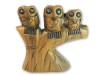 Wooden Owl Carving - Three Owls On High Perch