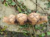 Wooden Owl Carving - Three Owls On Low Perch