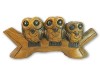 Wooden Owl Carving - Three Owls On Low Perch