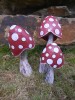Wooden Fat Red Mushrooms - Set of 3