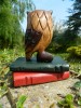 Wooden Owl Carving - Owl on Book