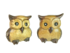 Wooden Owl Carving - Pair of Fat Owls