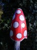 Wooden Closed Cup Red Mushrooms Large - Set of 3