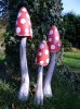 Wooden Closed Cup Red Mushrooms Large - Set of 3