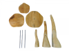 Wooden Flat Mushrooms Natural - Set of 3