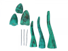 Wooden Closed Cup Mushrooms Large Green - Set of 3