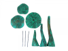 Green Wooden Mushrooms - Set of 6 Large Closed Cup and Flat