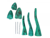 Green Wooden Mushrooms - Set of 6 Large Closed Cup and Flat