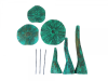 Wooden Flat Mushrooms Green - Set of 3