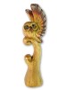 Wooden Owl Carving - Wing Up Owl On Totem