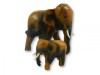 Wooden Elephant Carving - Mother And Baby Pair