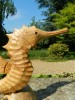 Hand Carving Wooden Sea Horse On Parasite Wood