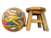 Childrens Wooden Stool - Airplane with face