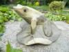 Wooden Frog Carving - Frog on Lily Pad