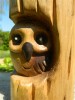 Wooden Owl Carving - Horned Owl on Totem