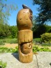 Wooden Owl Carving - Horned Owl on Totem