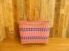 Handmade Recycled Plastic Multi Use Woven Bag - Red/White & Blue/Pink