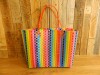 Handmade Recycled Plastic Multi Use Woven Bag - Neon Rainbow