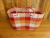 Handmade Recycled Plastic Multi Use Woven Bag - Picnic Brown/Red
