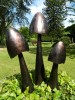 Large Bronze Closed Cup Metal Mushroom - Set of 3