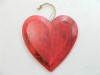 Wooden Hanging Heart Wall Art - Set of 3 Shabby Chic Hearts - Vintage Red