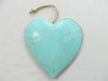 Wooden Hanging Heart Wall Art - Set of 3 Shabby Chic Hearts - Duck Egg Blue