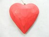 Wooden Hanging Heart Wall Art - String of 3 Shabby Chic Hearts - Vintage Red