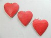 Wooden Hanging Heart Wall Art - String of 3 Shabby Chic Hearts - Vintage Red