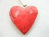 Wooden Hanging Heart Wall Art - String of 5 Shabby Chic Hearts - Vintage Red