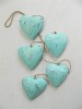 Wooden Heart Garland - Shabby Chic Wall Art - String of 5 Hearts - Duck Egg Blue