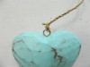 Wooden Heart Garland - Shabby Chic Wall Art - String of 5 Hearts - Duck Egg Blue