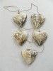 Wooden Hanging Heart Wall Art - String of 5 Shabby Chic Hearts - Vintage White