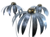 XL Metal Echinacea on 1m Stick - Set of 3 -Silver