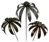 Metal Echinaceas on 1m Stick - Set Of 3 - Mixed