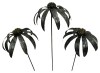 Metal Echinaceas on 1m Stick - Set Of 3 - Silver