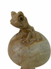 Hand Carving Wooden Frog - Frog On Single Mushroom