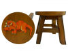 Childrens Wooden Stool - Orange Triceratops